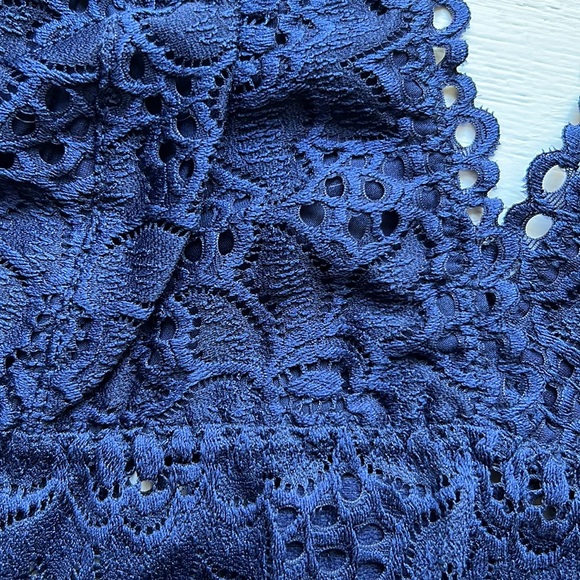 PLUS NAVY LACE HALTER STRETCH BRALETTE size 2X New - Picture 11 of 16